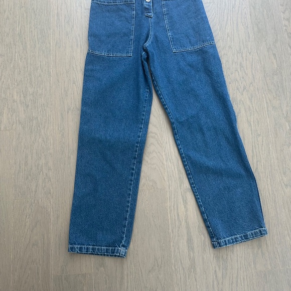 Sea New York Marble Denim Ruffle Button Front Jumpsuit - Size 2 - Picture 5 of 11